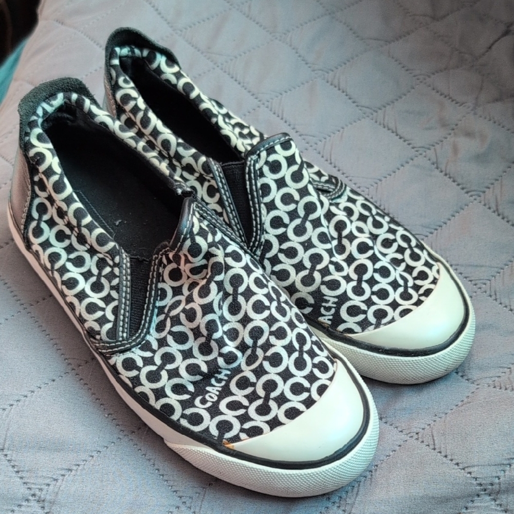 Coach Black and White Slip-On Sneakers